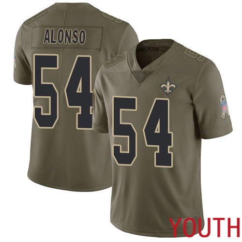 New Orleans Saints Limited Olive Youth Kiko Alonso Jersey NFL Football #54 2017 Salute to Service Jersey